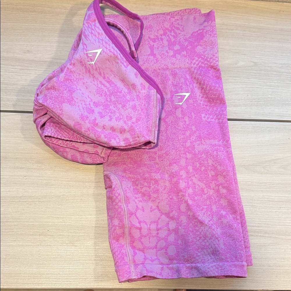 Gymshark Pink Shorts and Matching Sports Bra